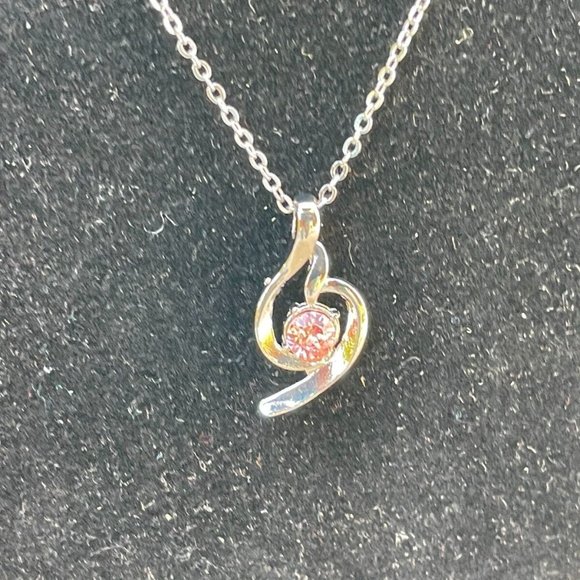 Women Necklace Fashion Jewelry Faux Pink Stone Pendant Chain - Picture 10 of 12